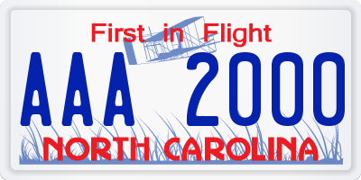 NC license plate AAA2000