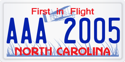 NC license plate AAA2005