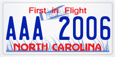 NC license plate AAA2006