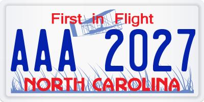 NC license plate AAA2027