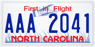 NC license plate AAA2041