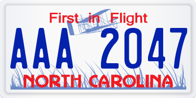 NC license plate AAA2047