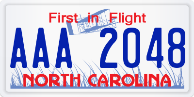 NC license plate AAA2048