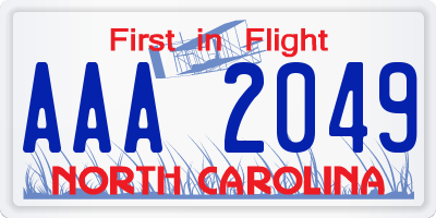 NC license plate AAA2049