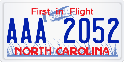 NC license plate AAA2052