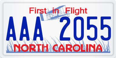 NC license plate AAA2055