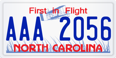 NC license plate AAA2056