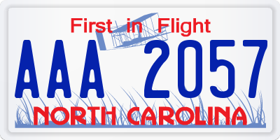 NC license plate AAA2057