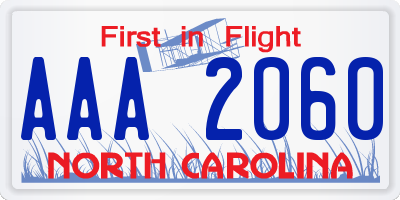 NC license plate AAA2060