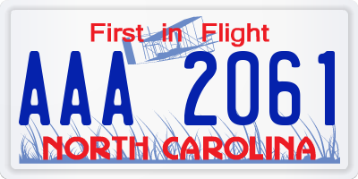 NC license plate AAA2061