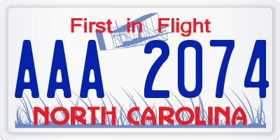 NC license plate AAA2074