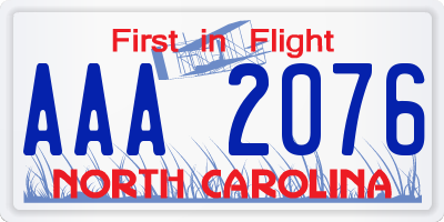 NC license plate AAA2076