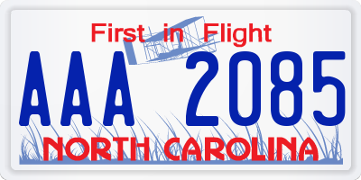 NC license plate AAA2085