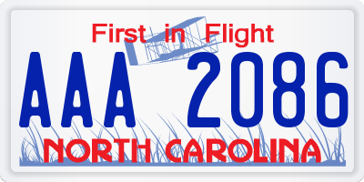 NC license plate AAA2086