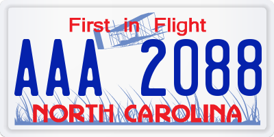 NC license plate AAA2088