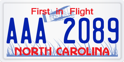 NC license plate AAA2089