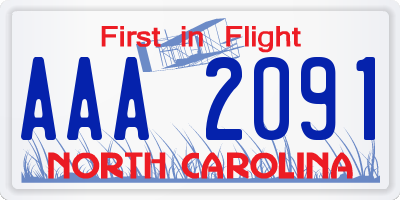 NC license plate AAA2091
