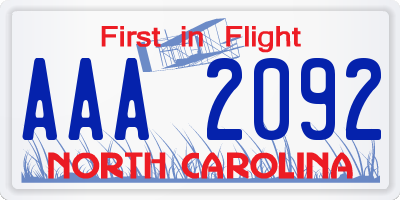 NC license plate AAA2092