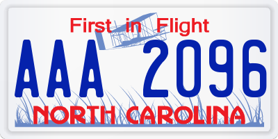NC license plate AAA2096