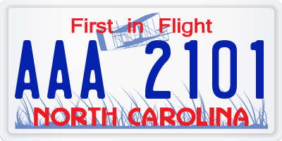 NC license plate AAA2101