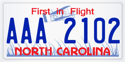 NC license plate AAA2102