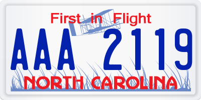 NC license plate AAA2119