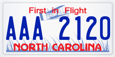 NC license plate AAA2120