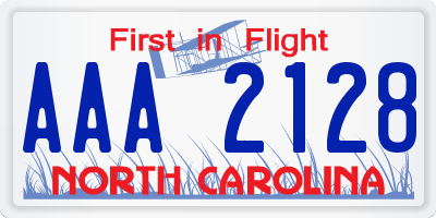 NC license plate AAA2128