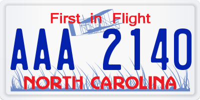 NC license plate AAA2140