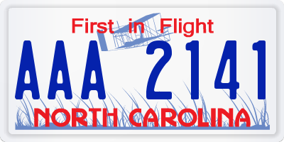 NC license plate AAA2141