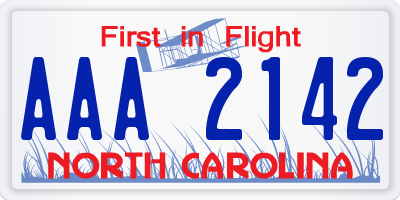 NC license plate AAA2142