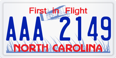 NC license plate AAA2149