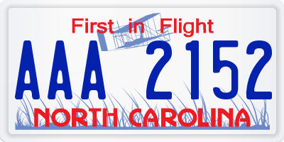 NC license plate AAA2152