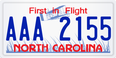 NC license plate AAA2155