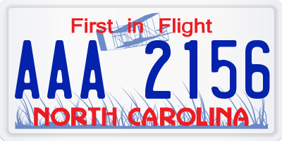 NC license plate AAA2156