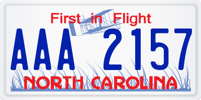 NC license plate AAA2157