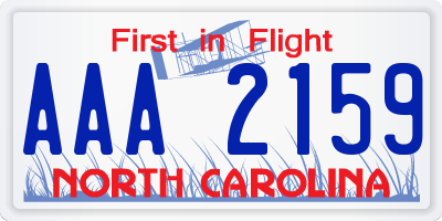 NC license plate AAA2159