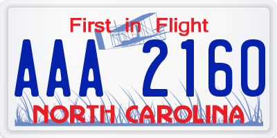 NC license plate AAA2160