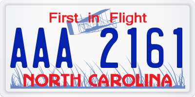 NC license plate AAA2161