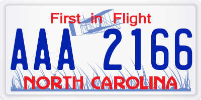 NC license plate AAA2166