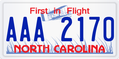 NC license plate AAA2170