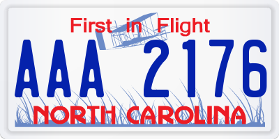 NC license plate AAA2176