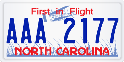 NC license plate AAA2177