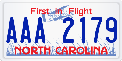 NC license plate AAA2179