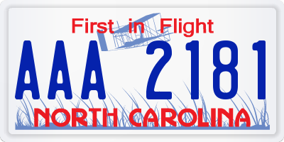 NC license plate AAA2181