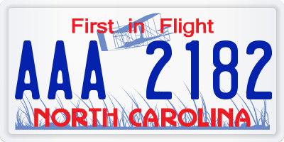 NC license plate AAA2182