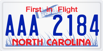 NC license plate AAA2184