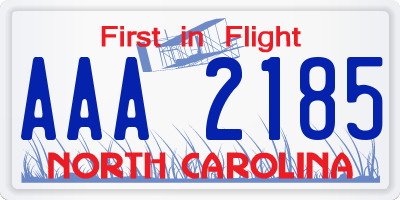 NC license plate AAA2185