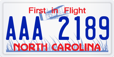 NC license plate AAA2189