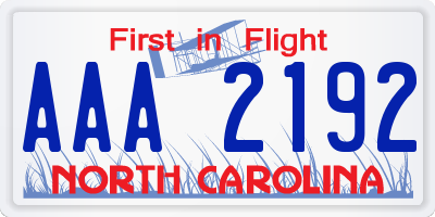 NC license plate AAA2192